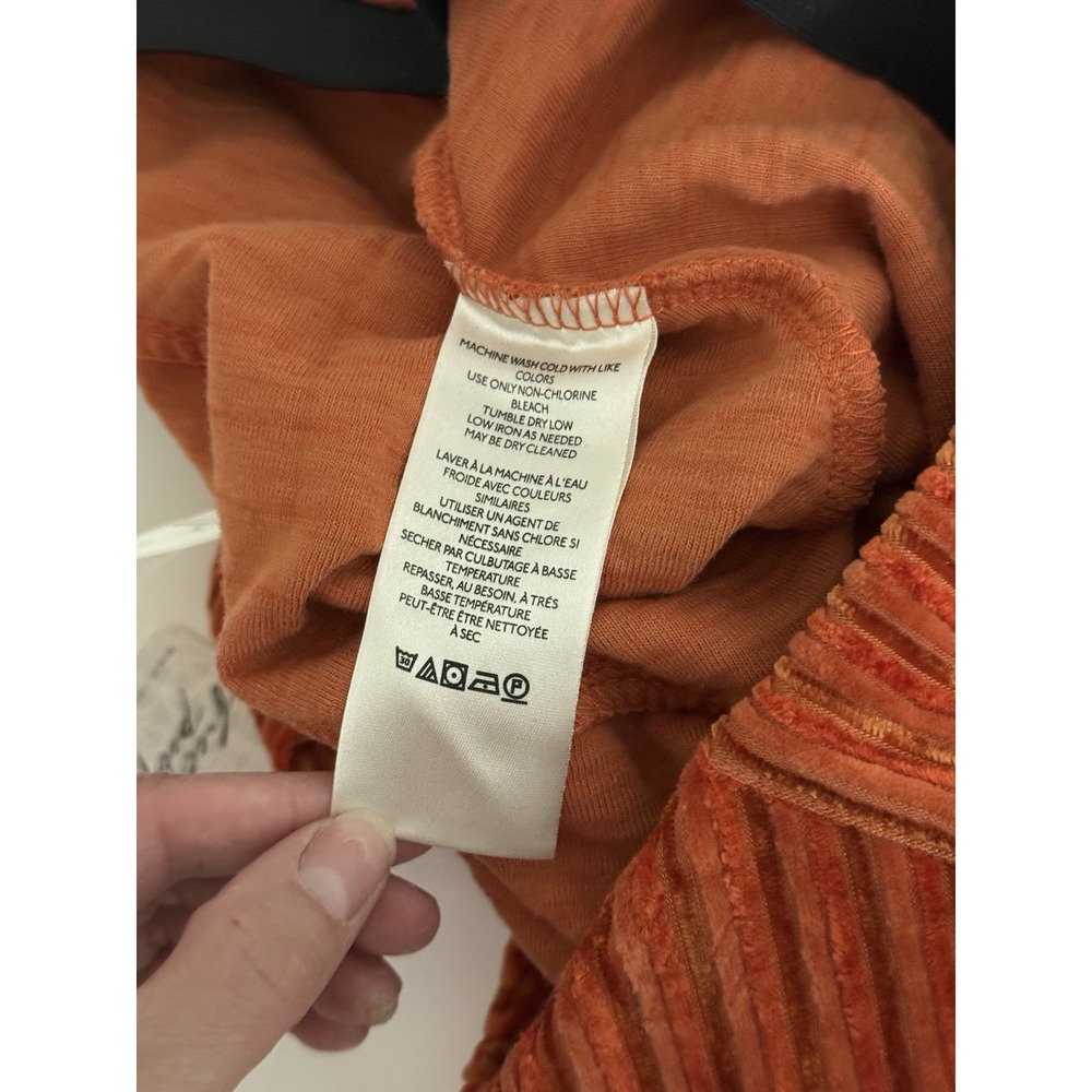 Free People Penny Pull-On Velvet Pants Size Small Orange High Rise Flare - Picture 8 of 10